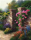 Thomas Kinkade Famous Paintings - The Rose Garden